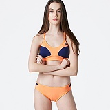 TROPIC NEOPRENE BIKINI (TOP)-PEACH-NAVY-̹