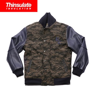 [ROMANTIC CROWN] HERRINGBONE CAMO STADIUM JACKET_NAVY