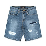 REGULAR FIT DENIM SHORTS-WASHED BLUE-̹