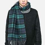 DOUBLE FACED WOOL SCARF-BLK-̹