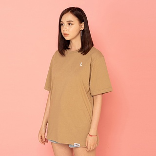 BASIC L LOGO S/S TEE-BEIGE