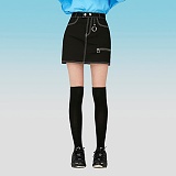 PIERCING MINI SKIRTS-BLACK DENIM-̹