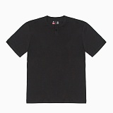 BASIC S/S HENLEY TEE-WASHED BLACK-̹