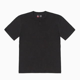 BASIC S/S HENLEY TEE-WASHED BLACK